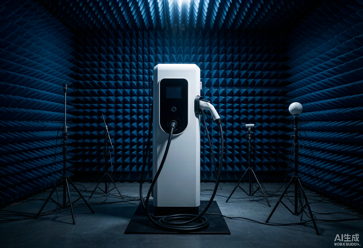 DC fast charger inside an anechoic EMC test chamber