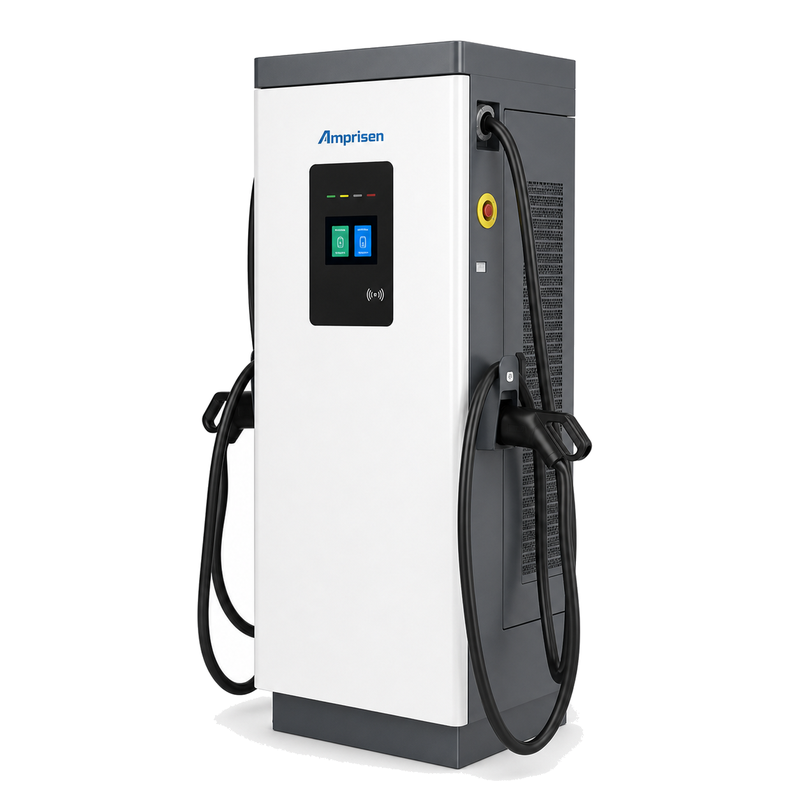 Amprisen dual-gun DC fast charger cabinet for outdoor commercial charging sites